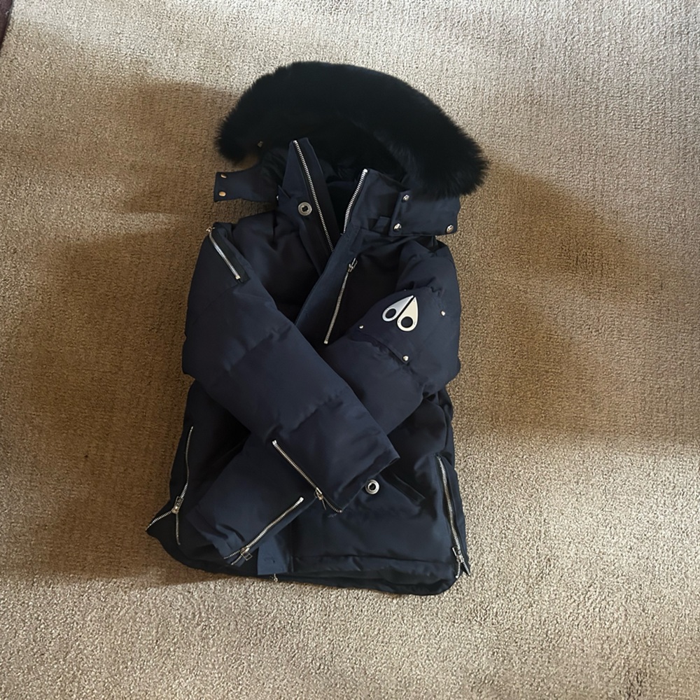 Moose knuckles original 3Q black fur navy blue